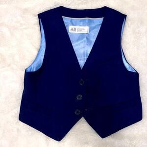 H&M Toddler Boys Formal Vest V-Neck Button Front Welt Pocket Navy Size 2T/3T
